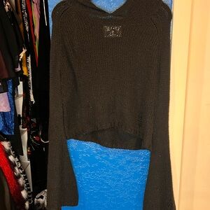 Black Knit Hooded Sweater